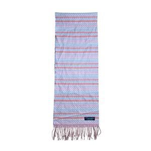 100% Cashmere Scarf Chevron Design Peach Pink Blue Made in England